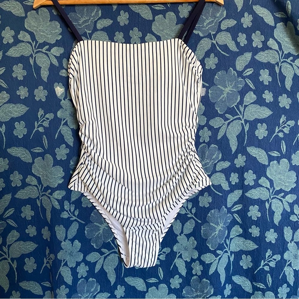 Cupshe Navy and White Striped Swimsuit